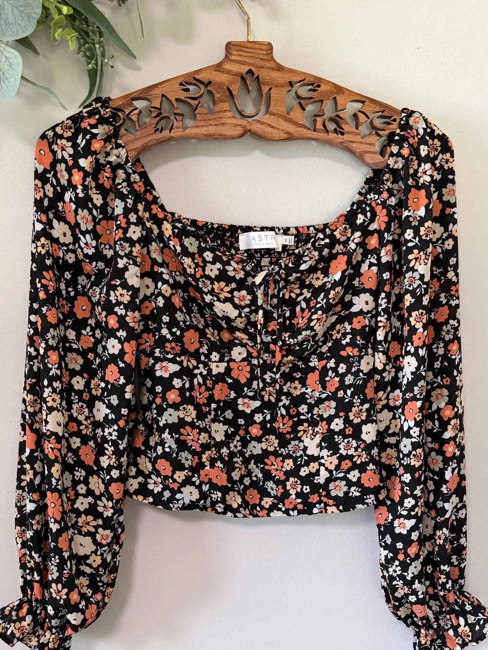 ASTR The Label Floral Smocked Back Blouse